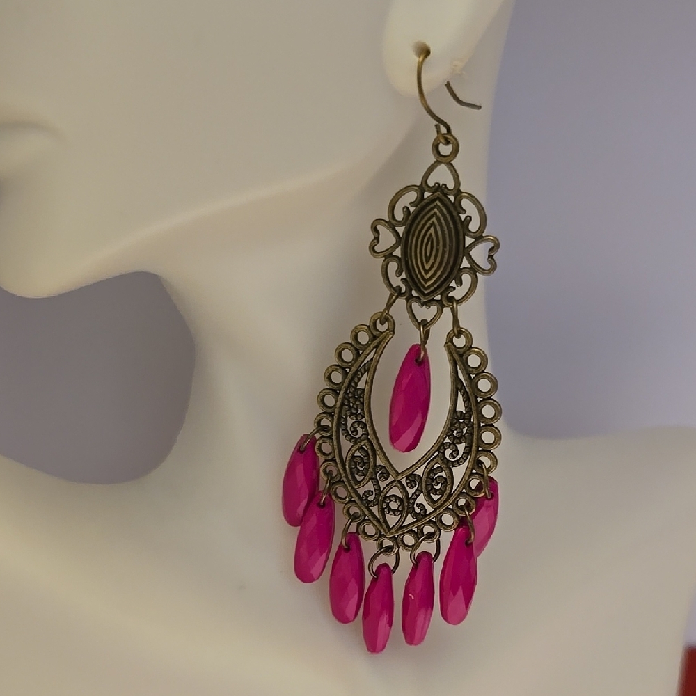 Elegant Pink Dangle Earrings
